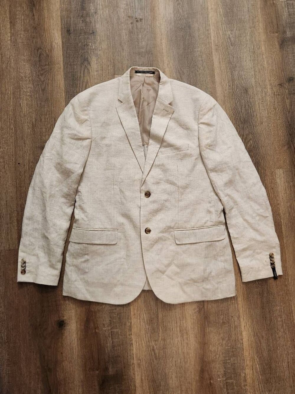 H&M Linen suit Jacket cream 2 button vented 44R NWOT summer